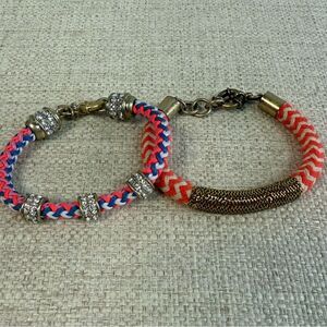 J Crew Gold Multicolored Braided Rope Bracelet Set